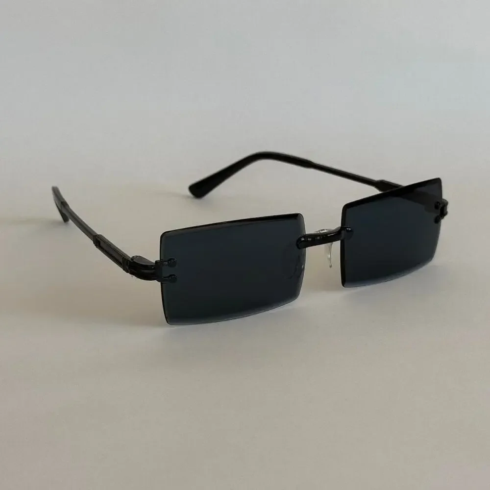 Y2K Black Rectangle Sunglasses Unisex Subtle Flair Streetwear UVA UVB